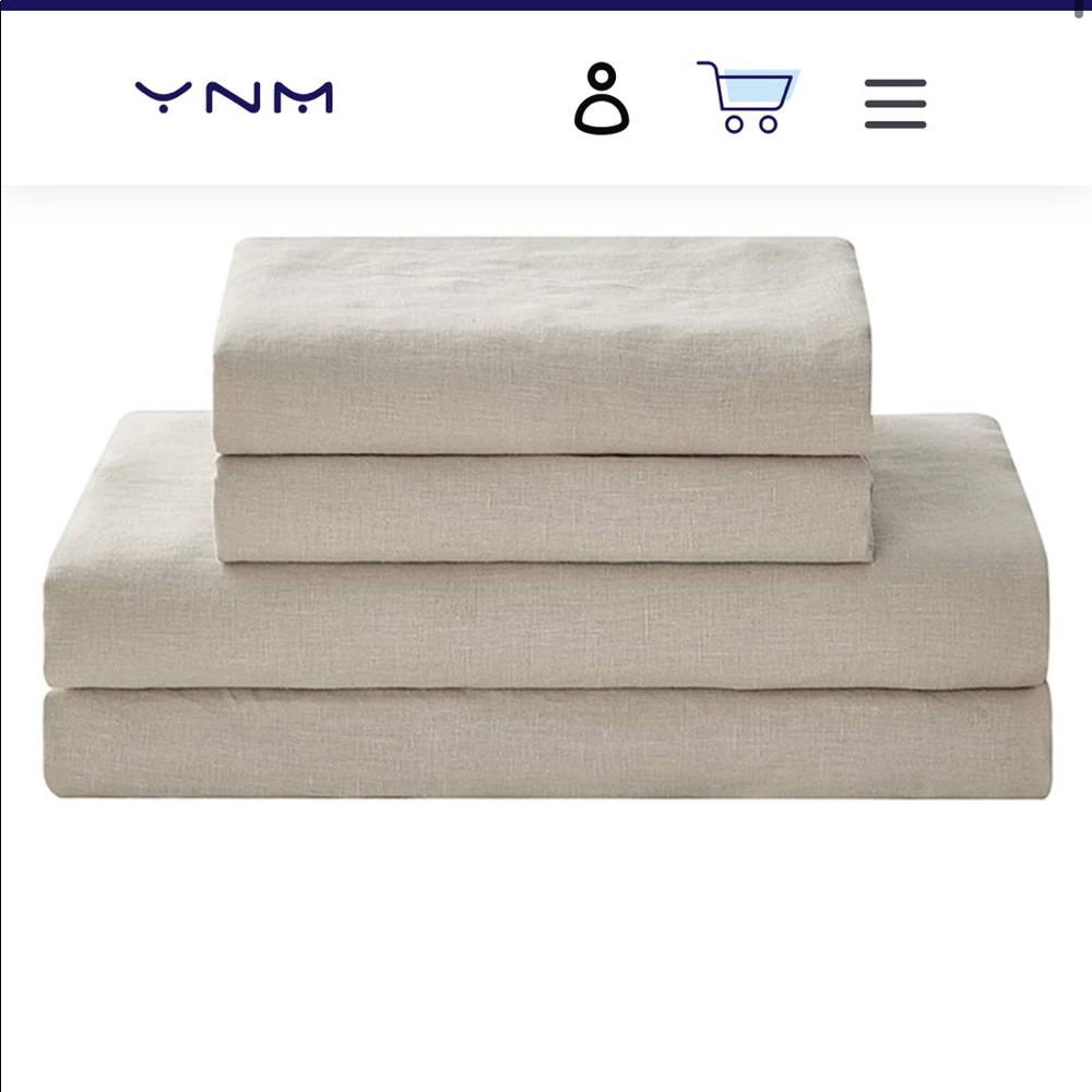 Brand new YNM French linen queen sheet set